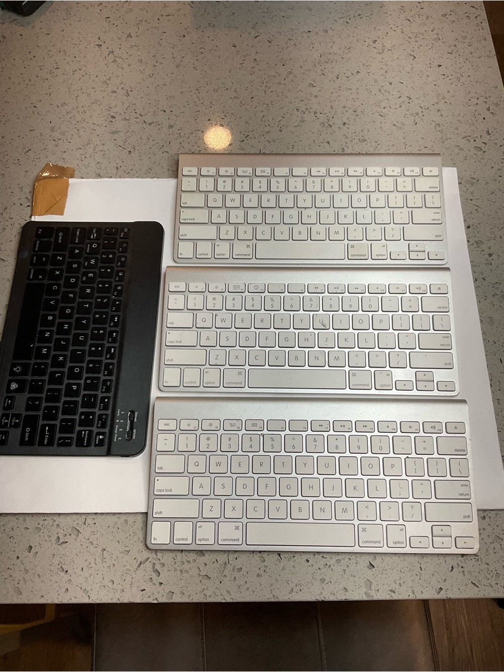 Apple Wireless Keyboard Set — Silver and White (3) with Black Keyboard